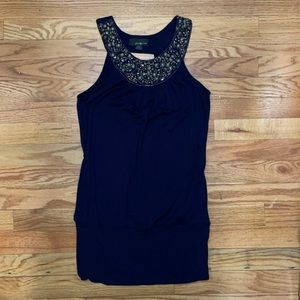 Forever 21 Navy Blue Jeweled Tunic Tank Top